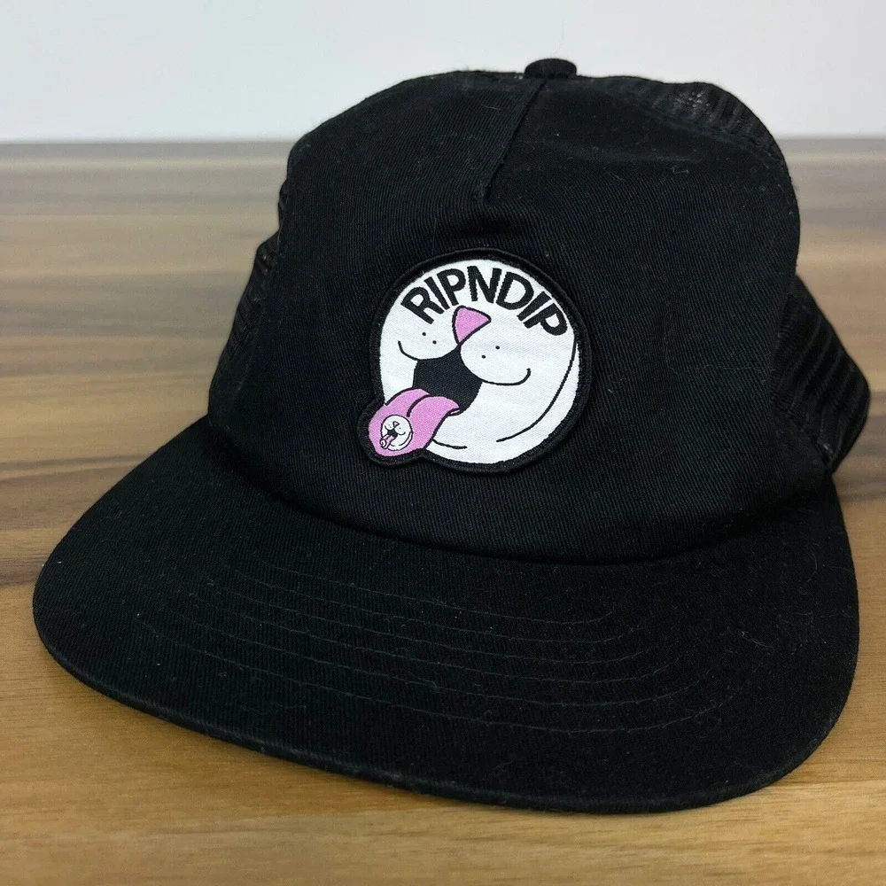 Ripndip Hat Baseball Cap Cat Tongue Strap Back Black Skater Streetwear Skater